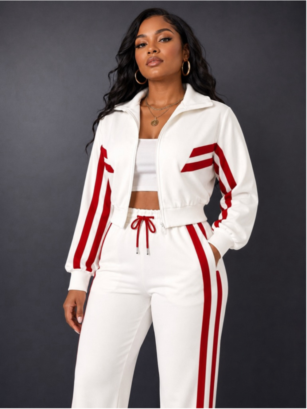 NEW Y2K Style Striped Zip-Up Tracksuit Set – Size 3X-Large - Picture 2 of 10